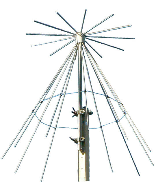 VHF and UHF broadband discone, 304 stainless steel, 50-500MHz, 100W, 0dBd – 1.4m
